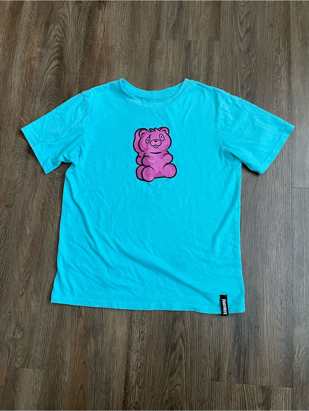 Fortnite Blue Tee with Gummy Bear Graphic Boys Size L 10/12 Gamer